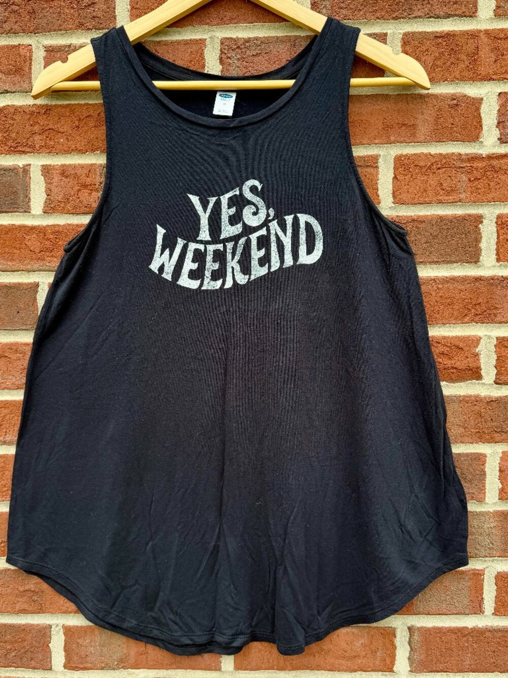 Old Navy Graphic Swing Tank Medium Black Yes Weekend Soft Viscose